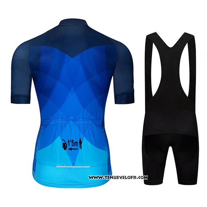 2020 Maillot Ciclismo Le Col Bleu Clair Profond Bleu Manches Courtes et Cuissard